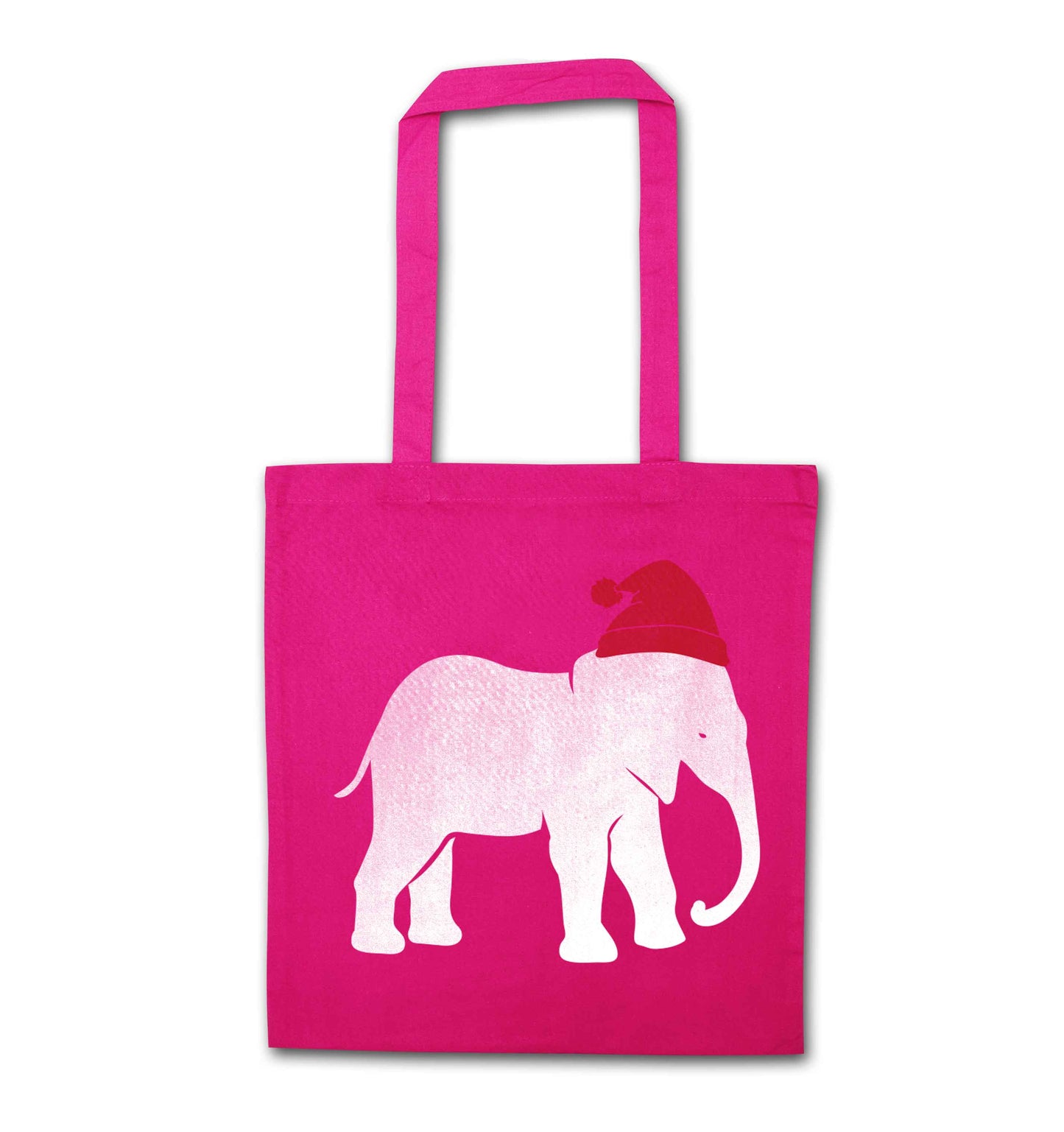 Pink elephant Santa pink tote bag