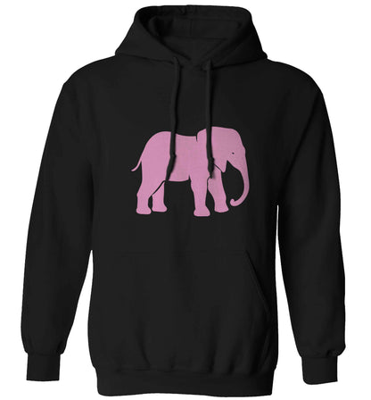 Pink elephant adults unisex black hoodie 2XL