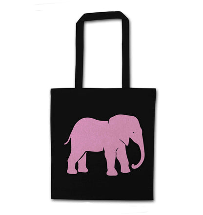 Pink elephant black tote bag