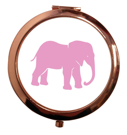 Pink elephant rose gold circle pocket mirror