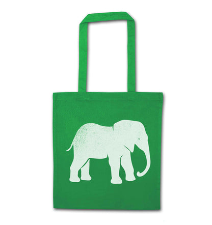 Pink elephant green tote bag