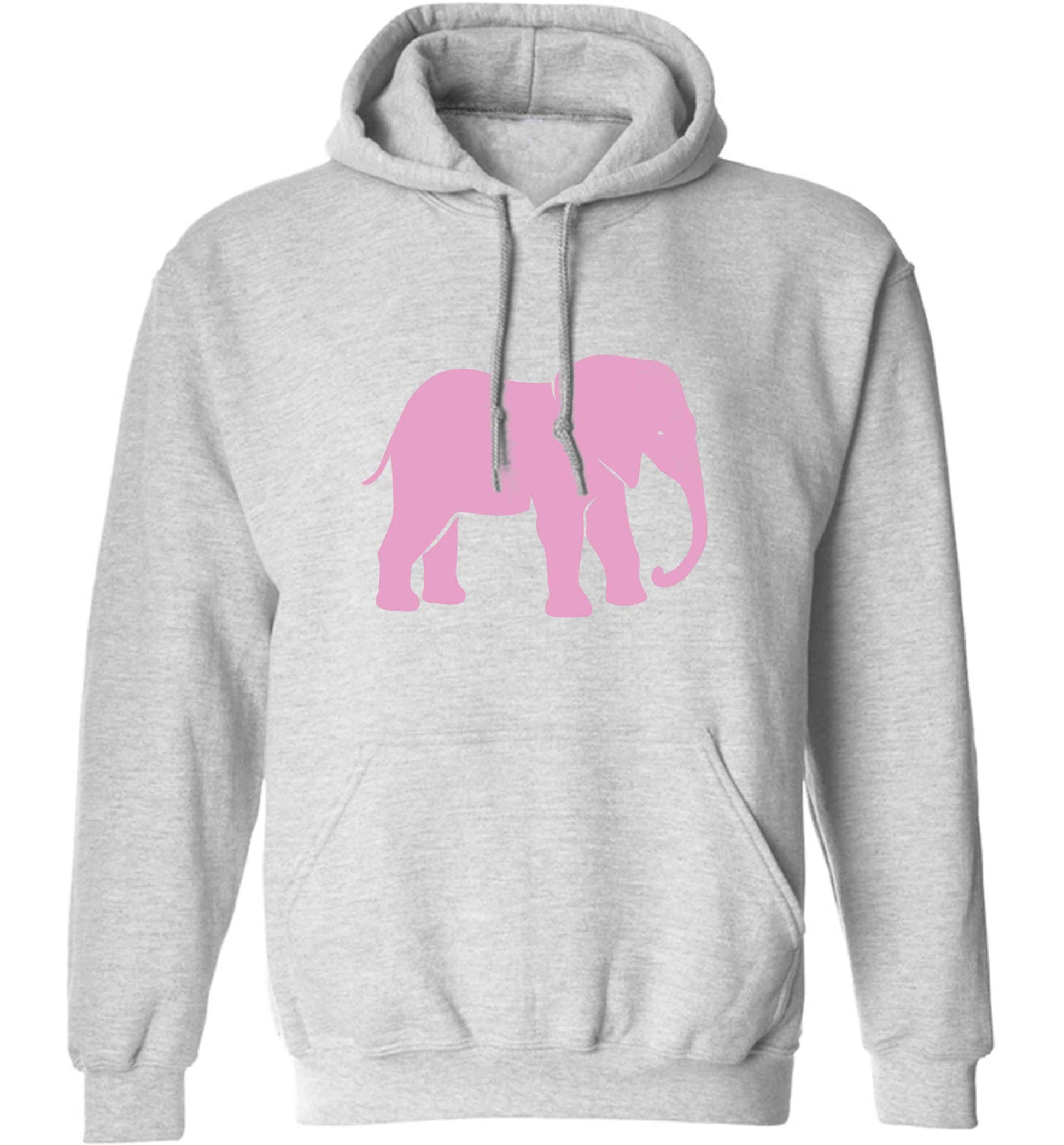 Pink elephant adults unisex grey hoodie 2XL