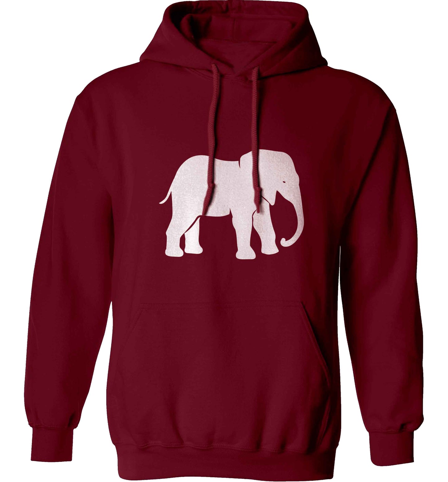 Pink elephant adults unisex maroon hoodie 2XL