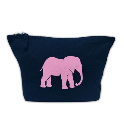 Pink elephant navy makeup bag