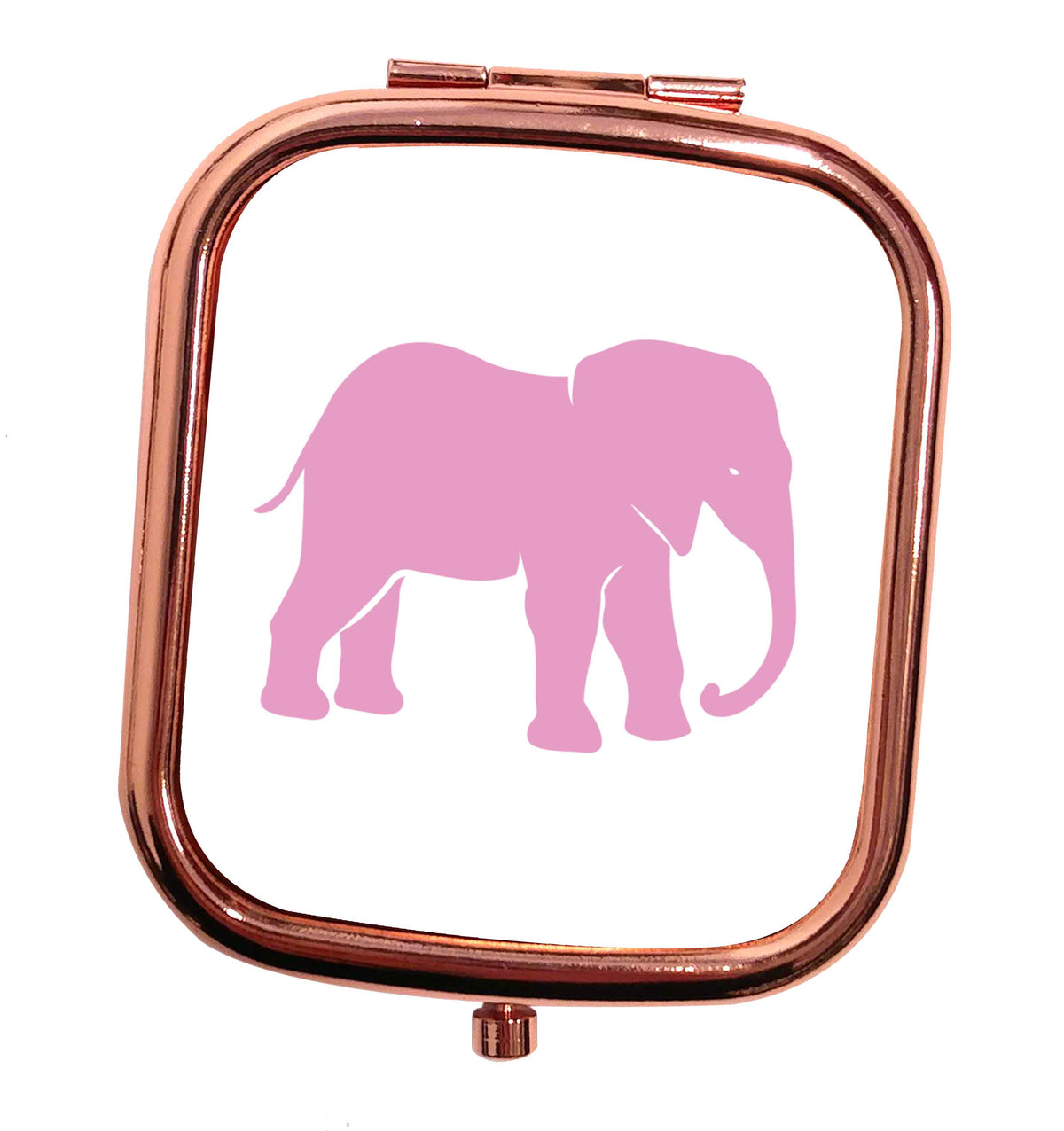 Pink elephant rose gold square pocket mirror