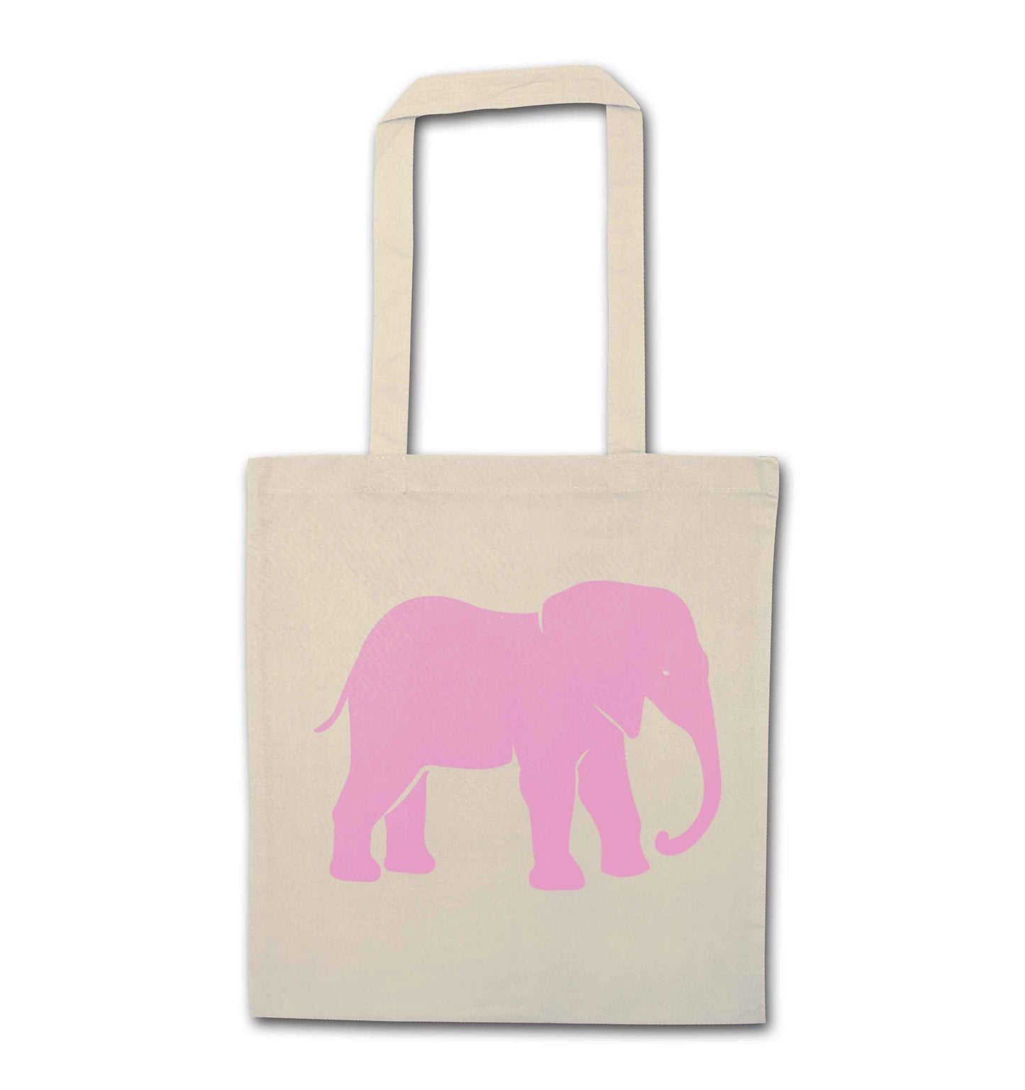 Pink elephant natural tote bag