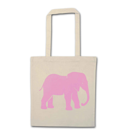 Pink elephant natural tote bag