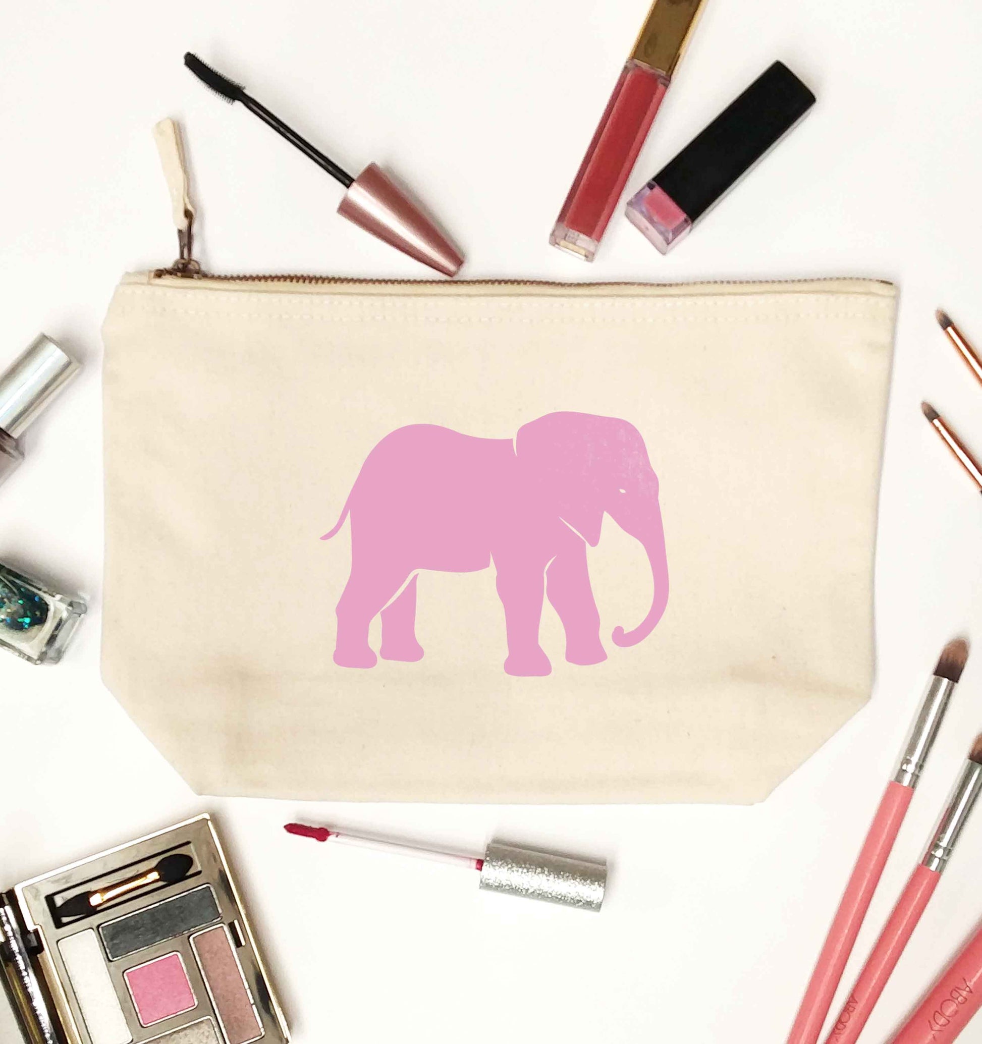 Pink elephant natural makeup bag