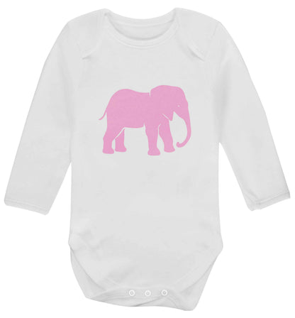 Pink elephant baby vest long sleeved white 6-12 months