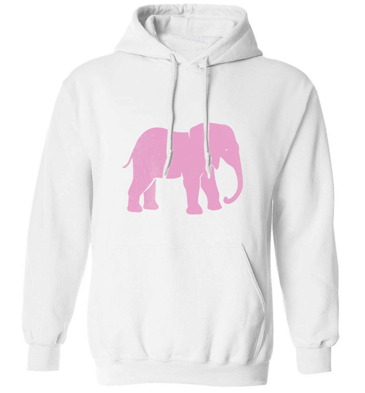 Pink elephant adults unisex white hoodie 2XL