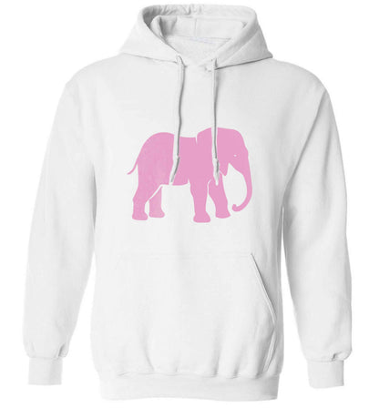 Pink elephant adults unisex white hoodie 2XL
