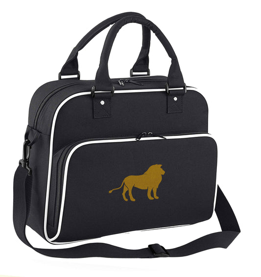 Gold lion children's dance bag black with white detail