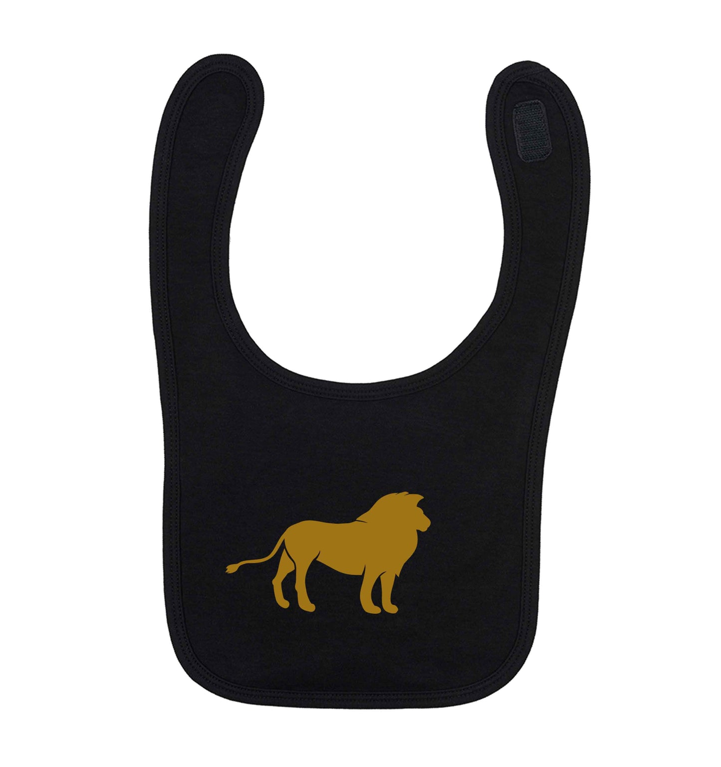 Gold lion black baby bib