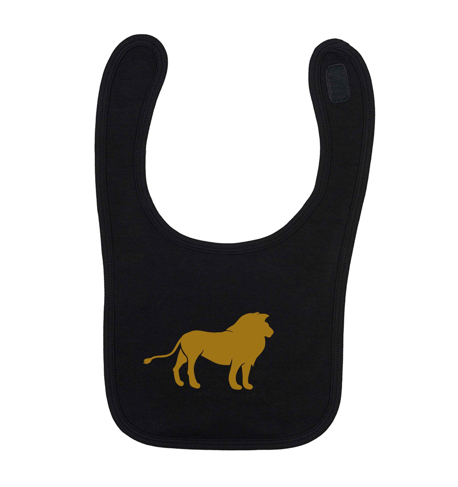Gold lion black baby bib