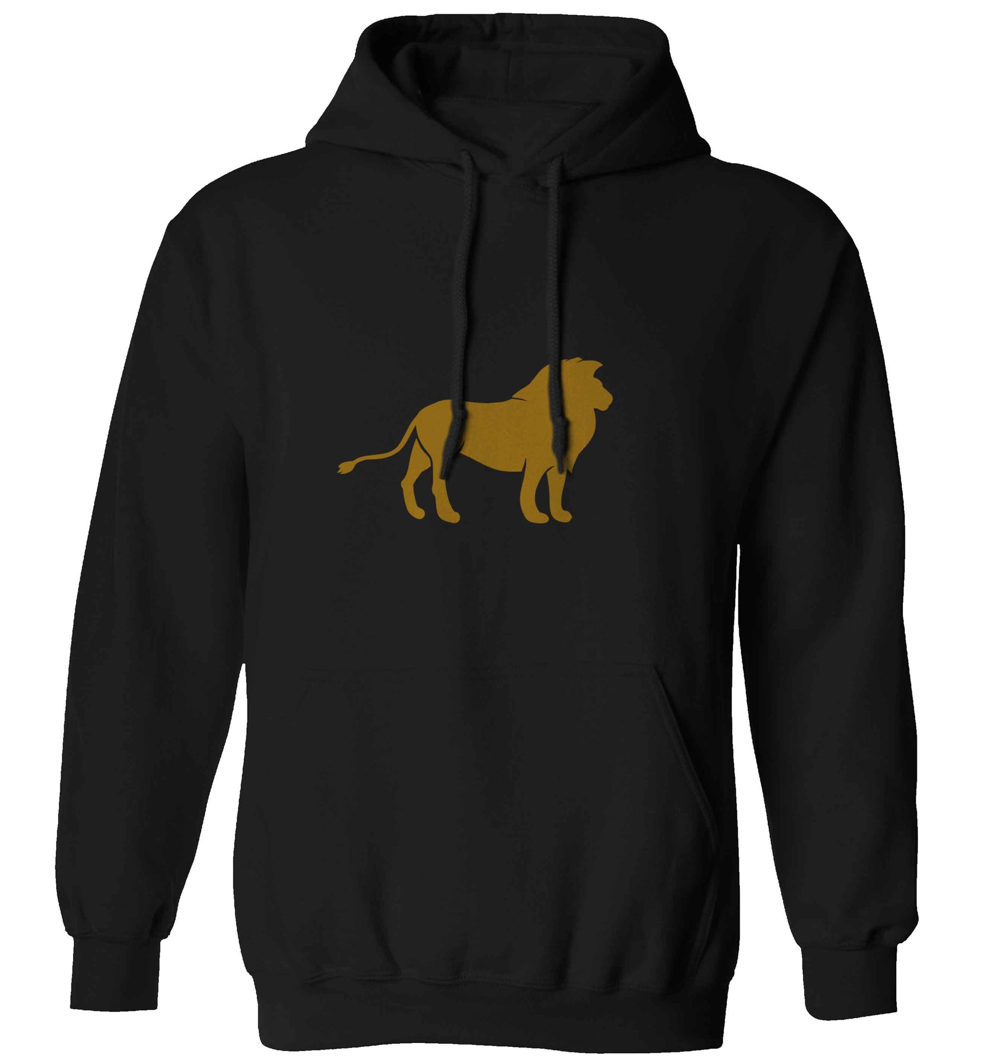 Gold lion adults unisex black hoodie 2XL