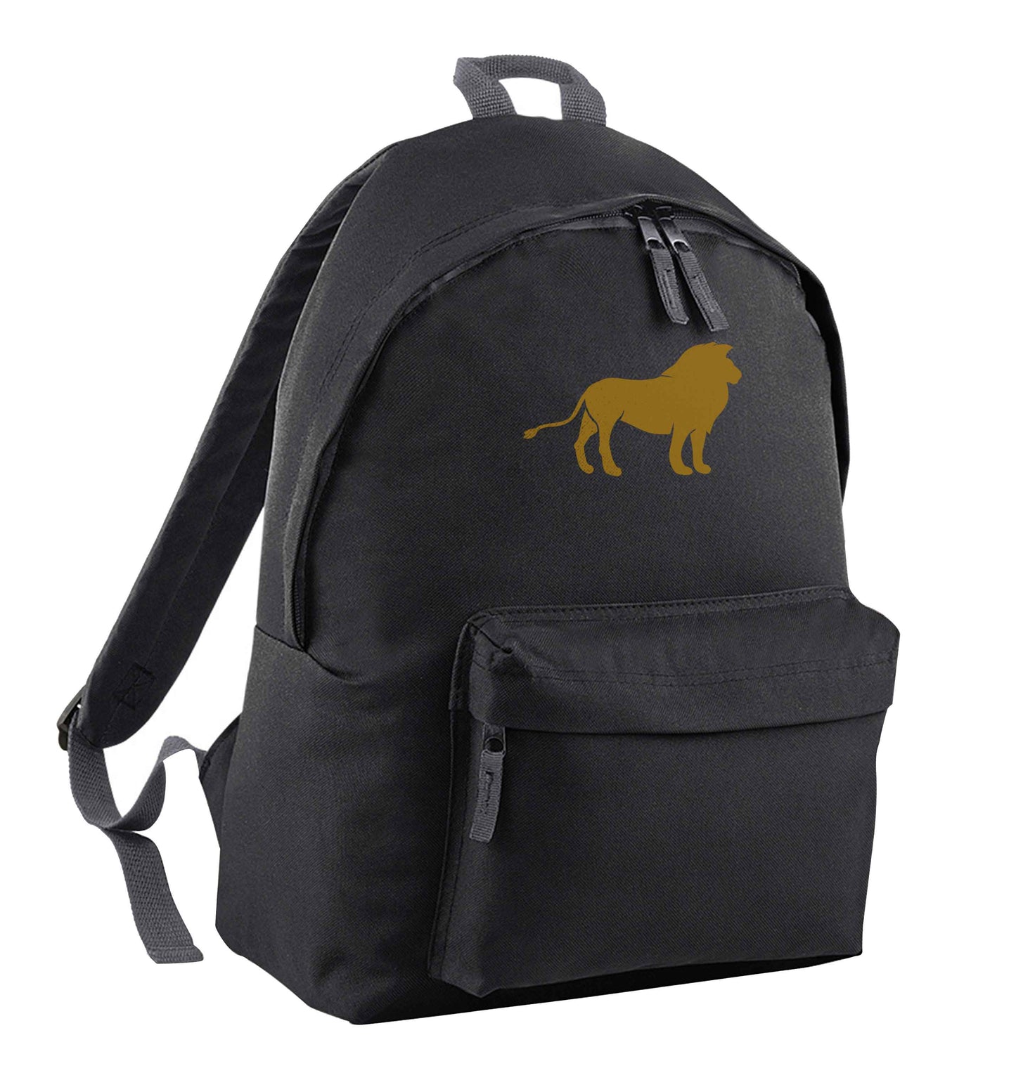 Gold lion black adults backpack