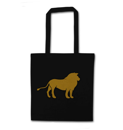 Gold lion black tote bag