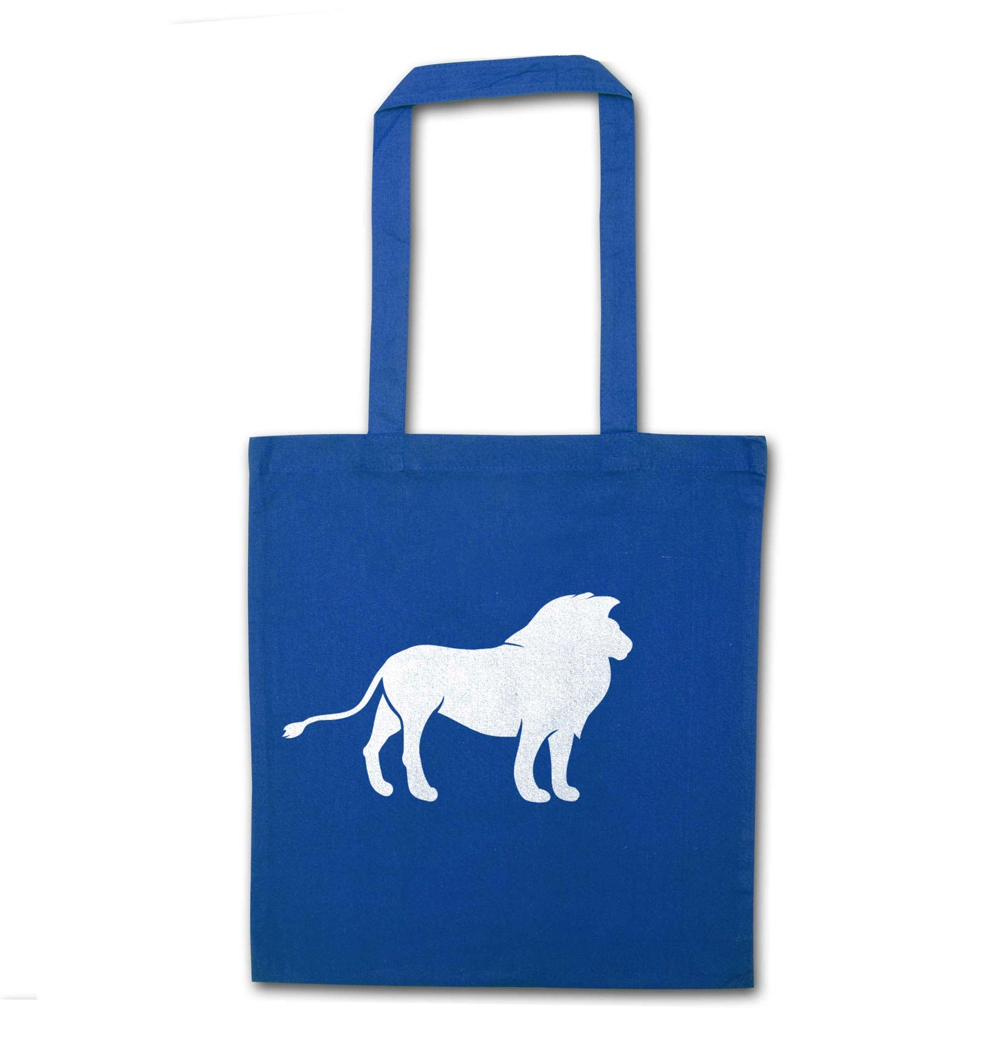 Gold lion blue tote bag