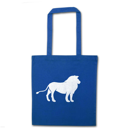 Gold lion blue tote bag