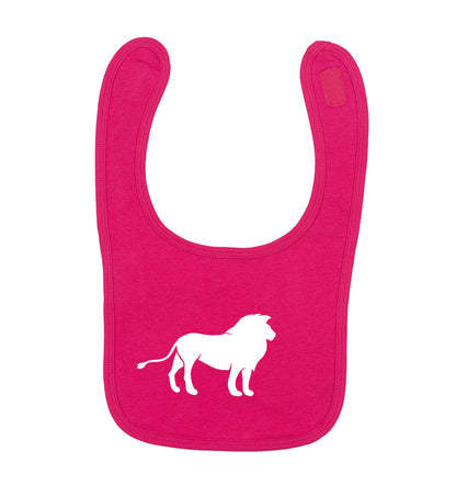 Gold lion dark pink baby bib