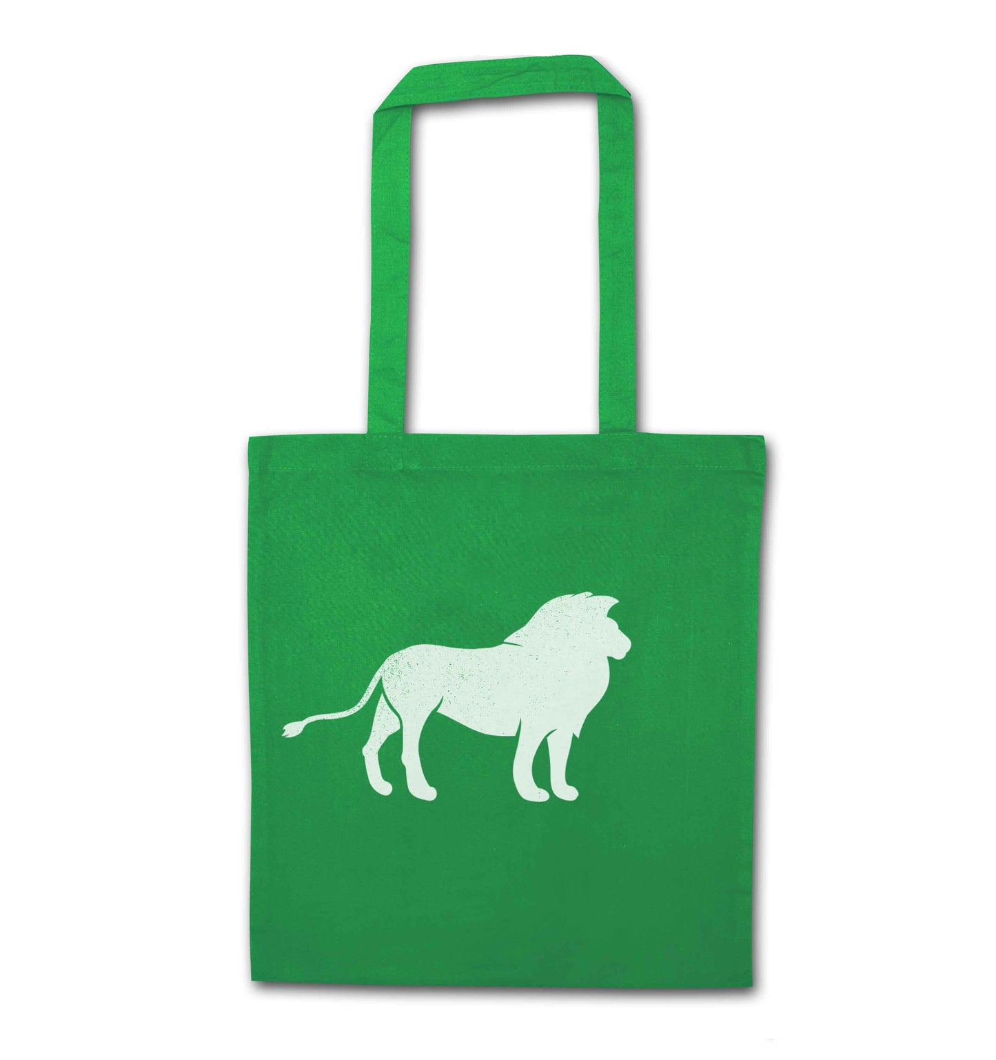 Gold lion green tote bag