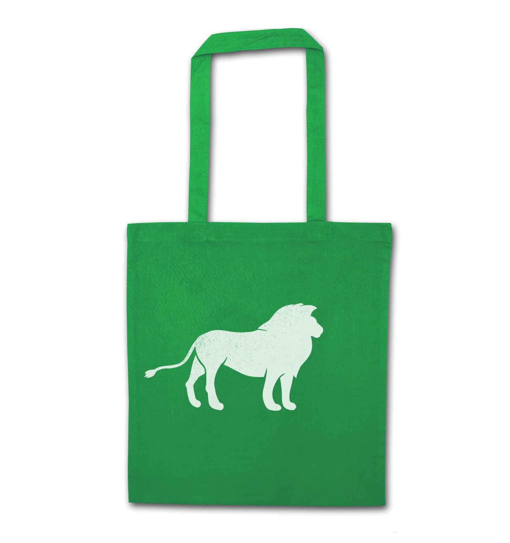 Gold lion green tote bag