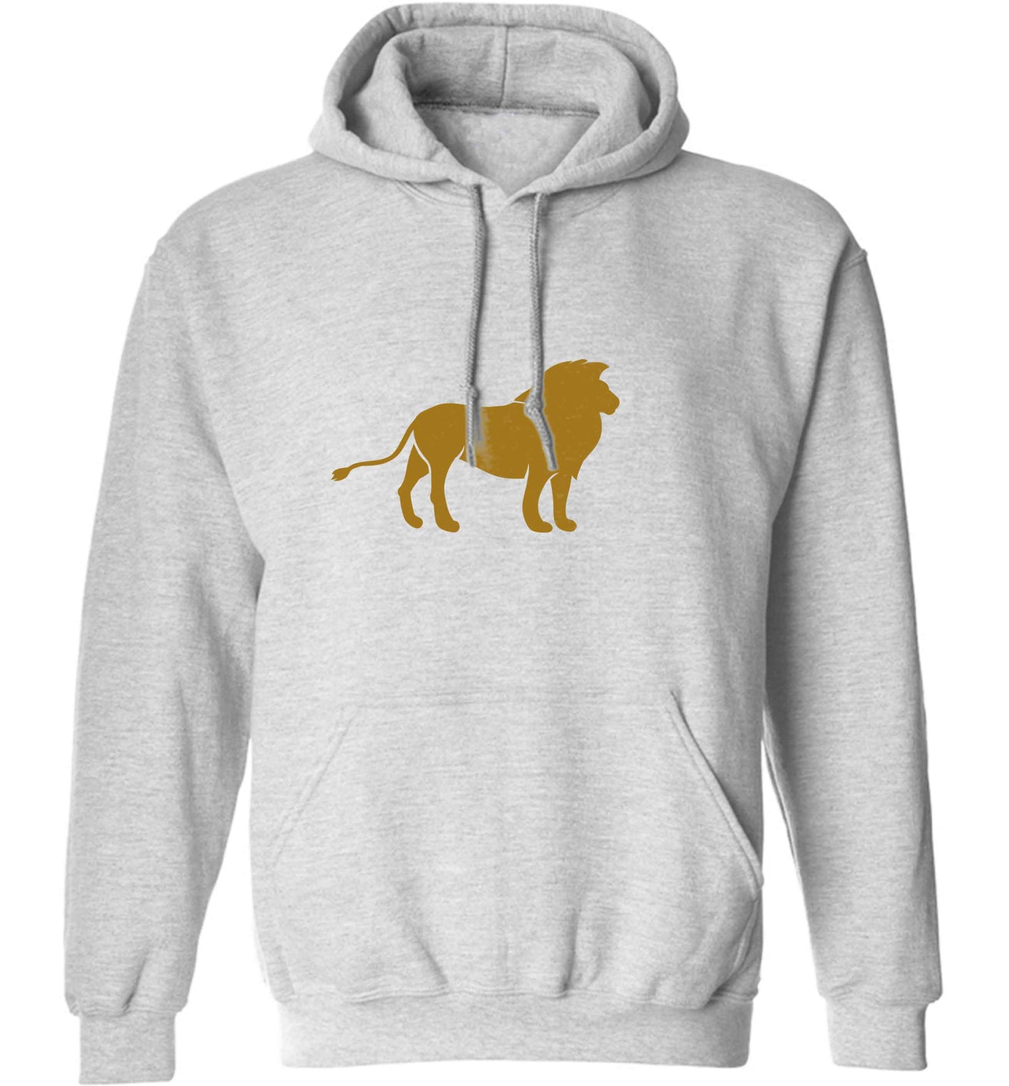 Gold lion adults unisex grey hoodie 2XL