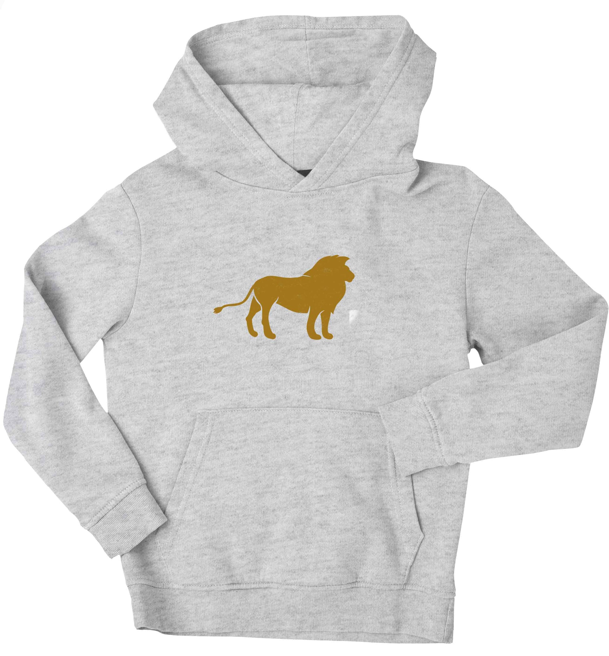 Gold lion children's grey hoodie 12-13 Years