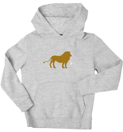 Gold lion children's grey hoodie 12-13 Years