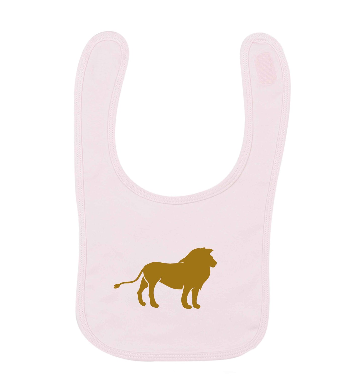 Gold lion pale pink baby bib