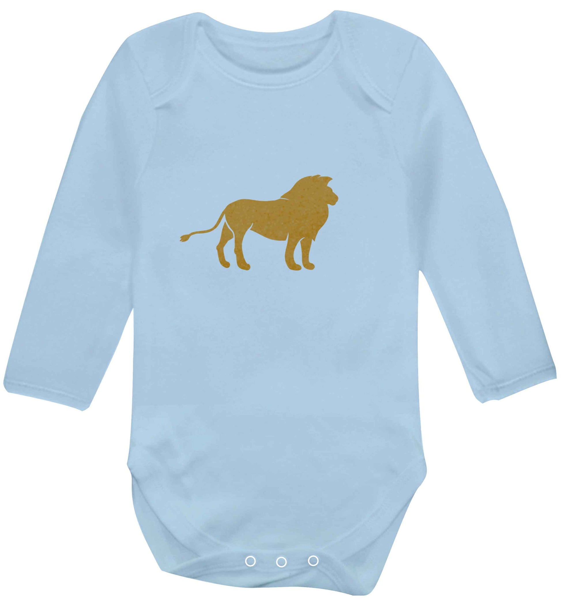 Gold lion baby vest long sleeved pale blue 6-12 months