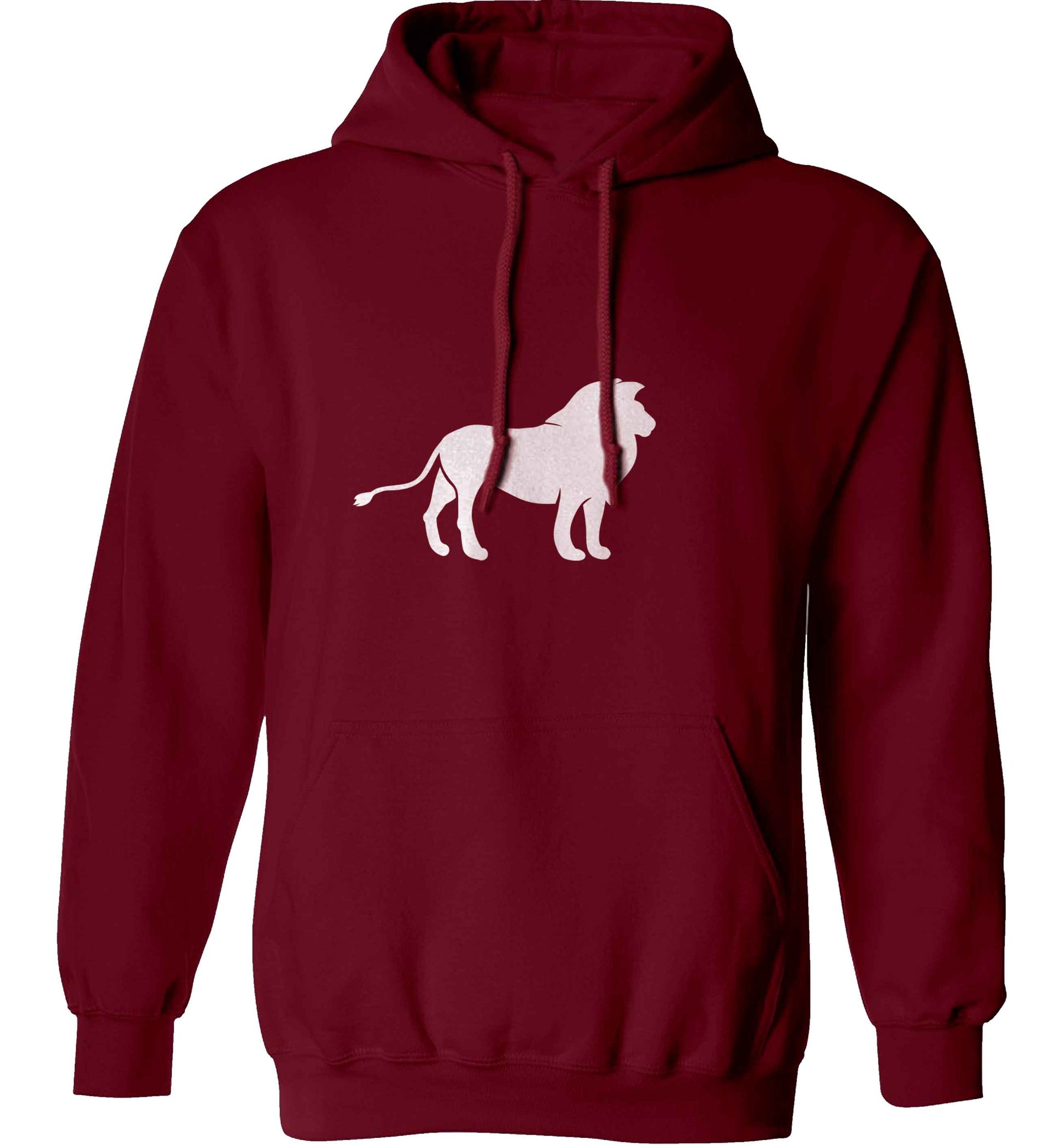 Gold lion adults unisex maroon hoodie 2XL