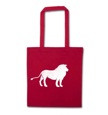 Gold lion red tote bag