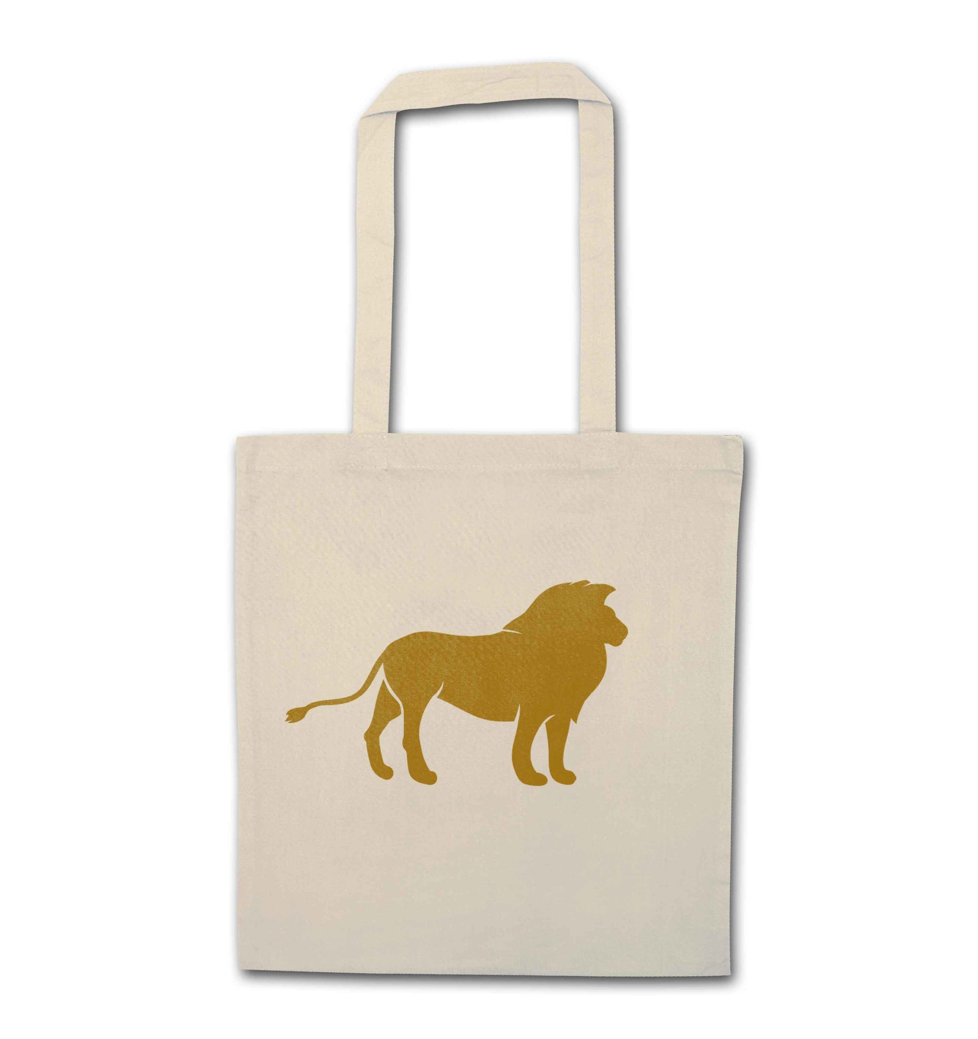 Gold lion natural tote bag
