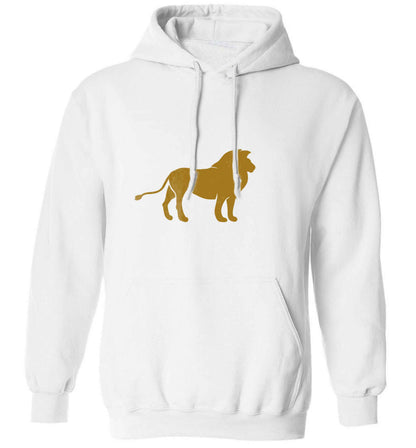 Gold lion adults unisex white hoodie 2XL