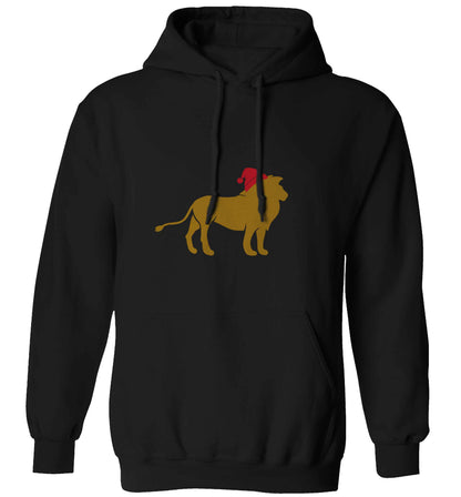 Gold lion santa adults unisex black hoodie 2XL