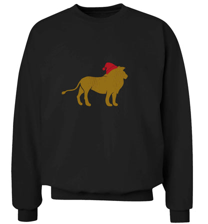 Gold lion santa adult's unisex black sweater 2XL