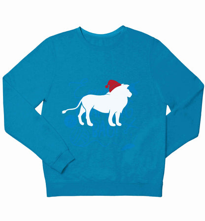 Gold lion santa children's blue sweater 12-13 Years