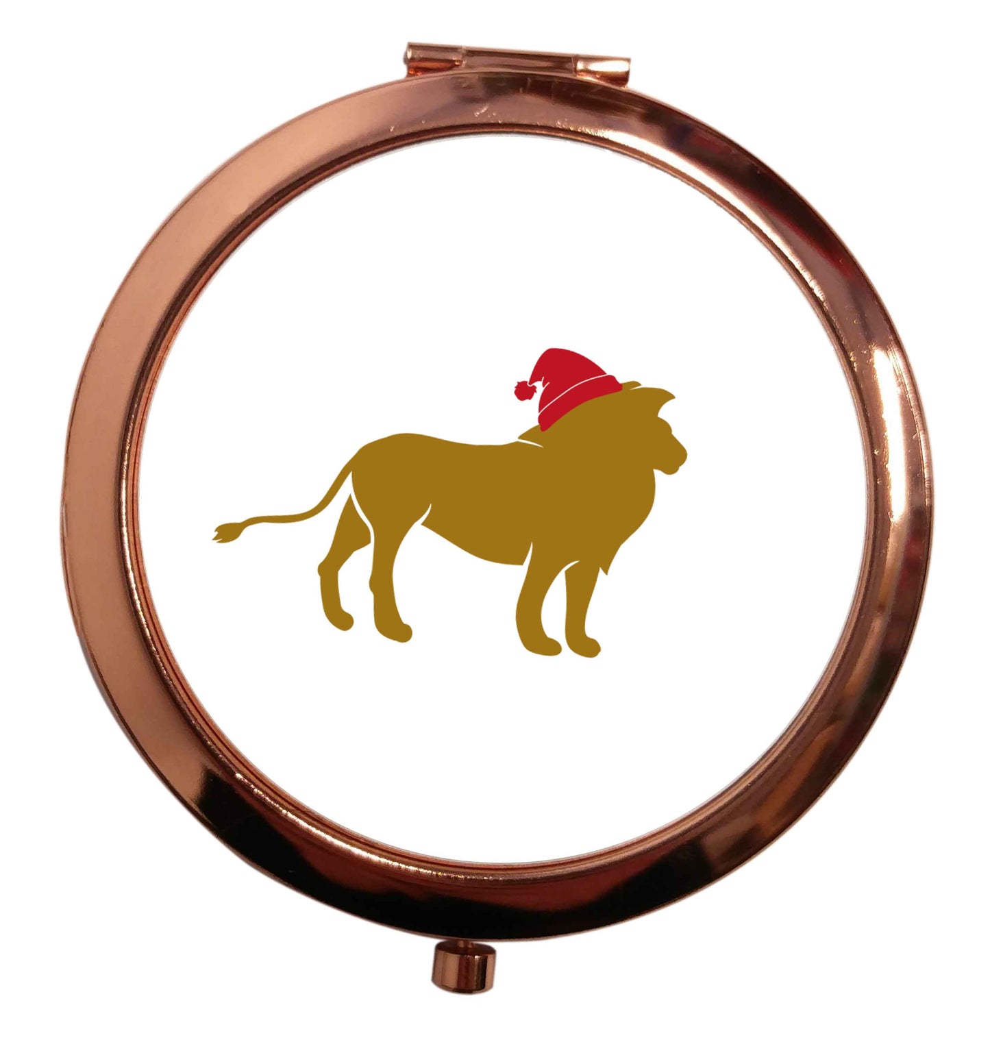 Gold lion santa rose gold circle pocket mirror