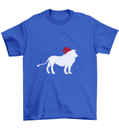 Gold lion santa Children's blue Tshirt 12-13 Years
