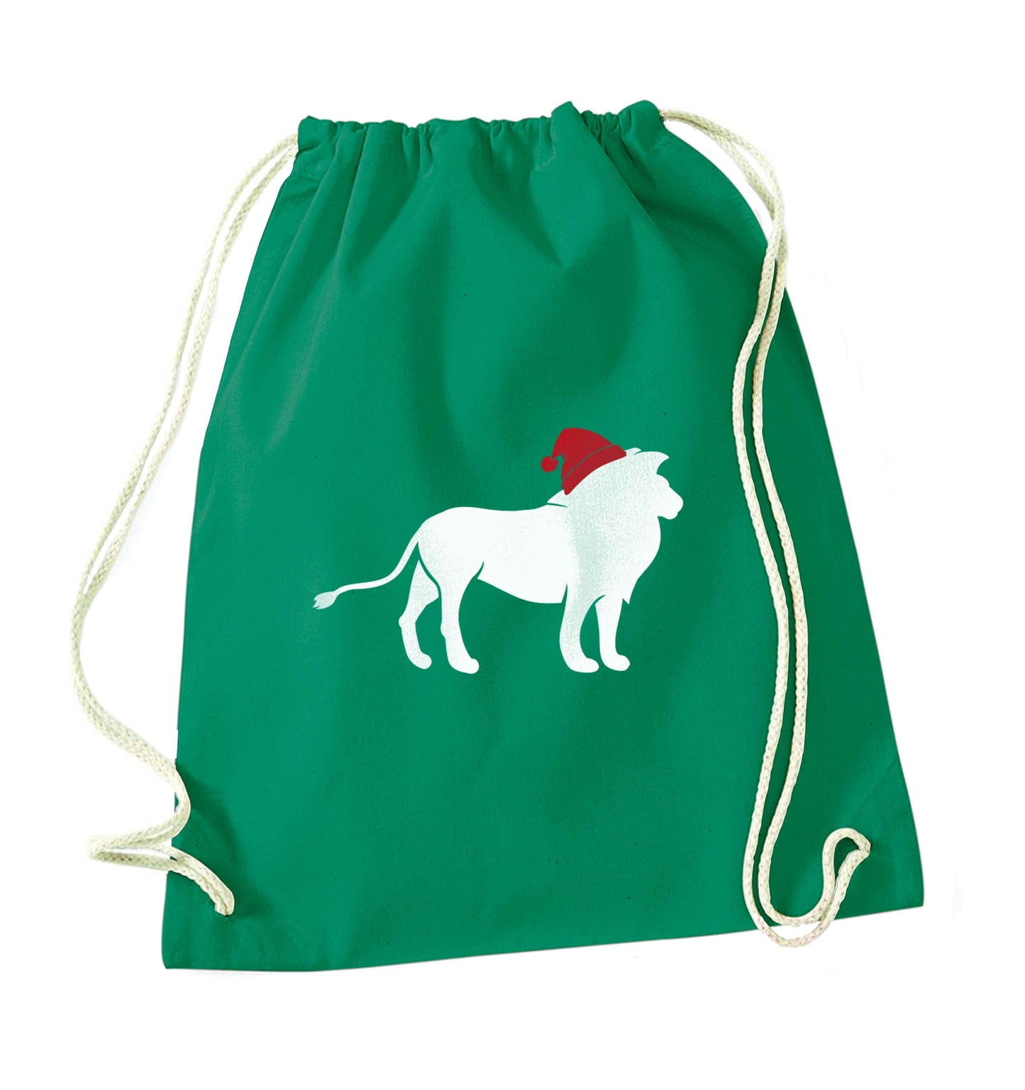 Gold lion santa green drawstring bag