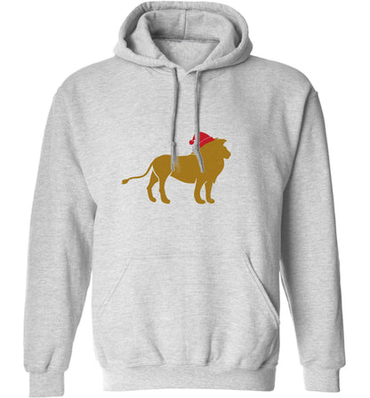Gold lion santa adults unisex grey hoodie 2XL