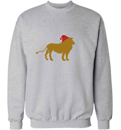 Gold lion santa adult's unisex grey sweater 2XL