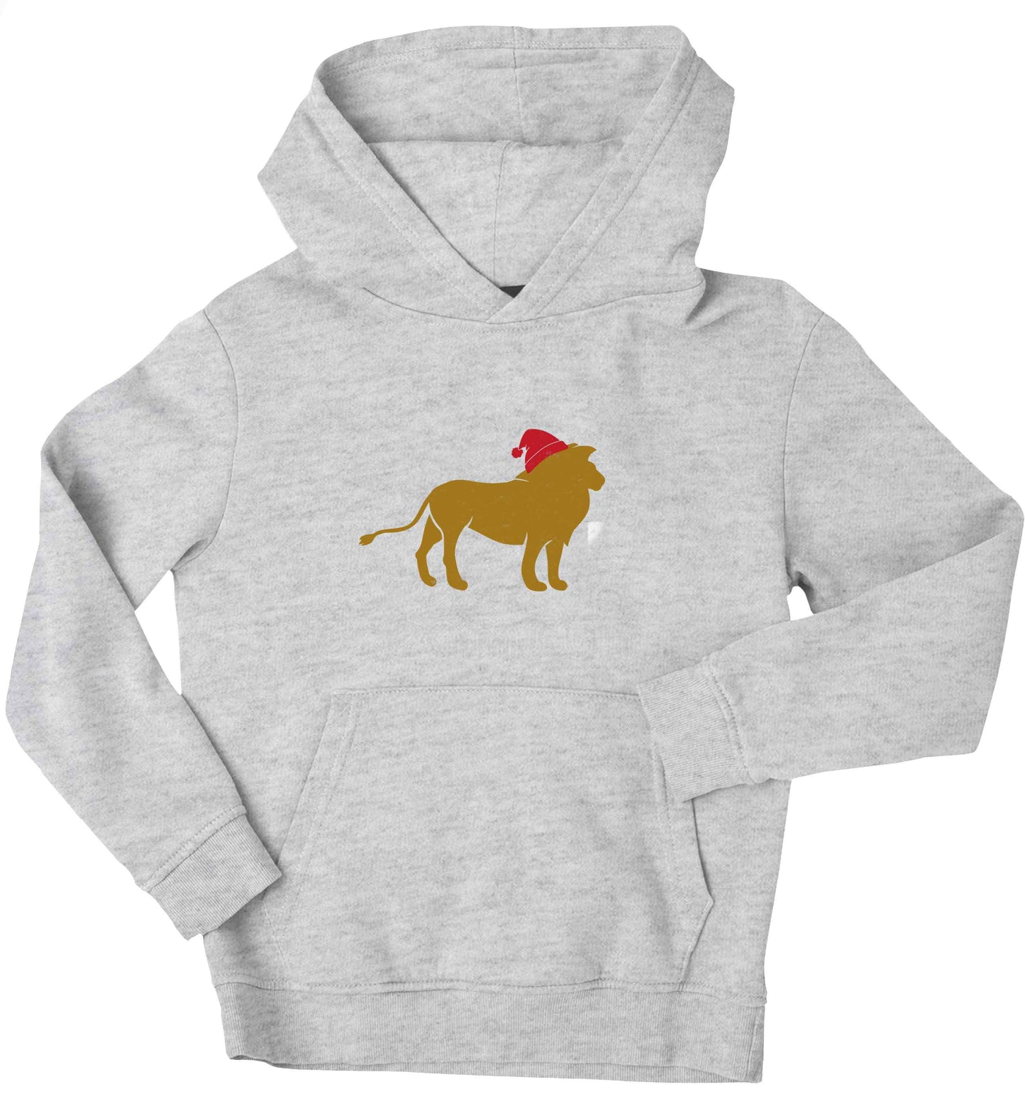 Gold lion santa children's grey hoodie 12-13 Years