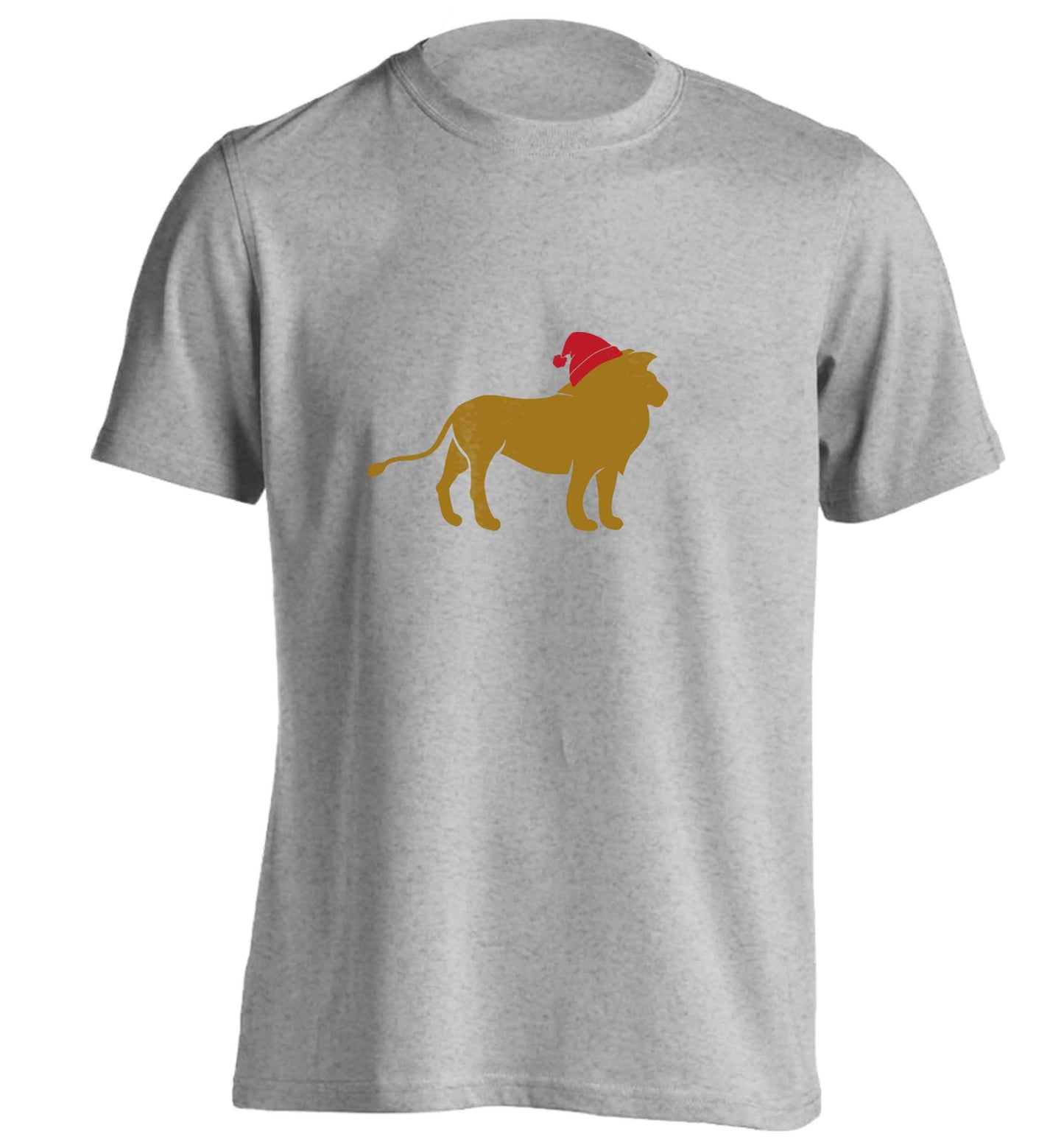 Gold lion santa adults unisex grey Tshirt 2XL