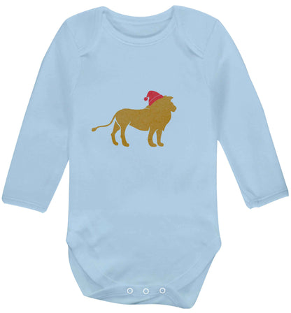 Gold lion santa baby vest long sleeved pale blue 6-12 months