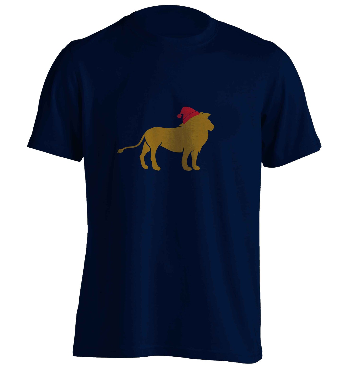 Gold lion santa adults unisex navy Tshirt 2XL