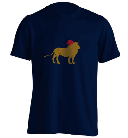 Gold lion santa adults unisex navy Tshirt 2XL