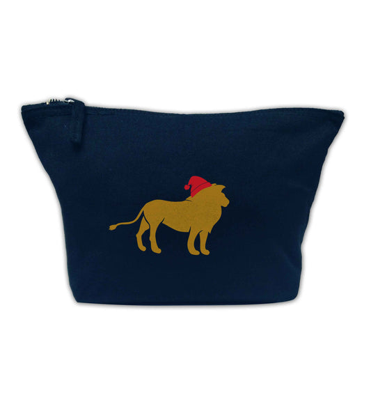 Gold lion santa navy makeup bag