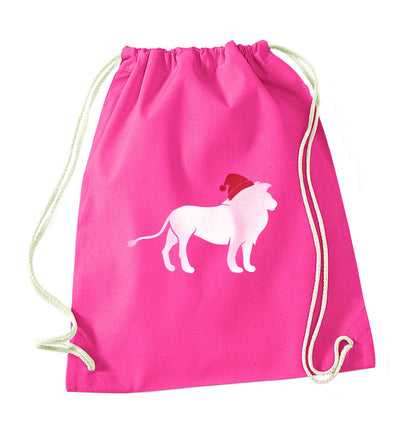 Gold lion santa pink drawstring bag